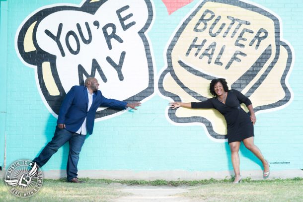 Downtown Austin engagement session at the You're My Butter Half mural