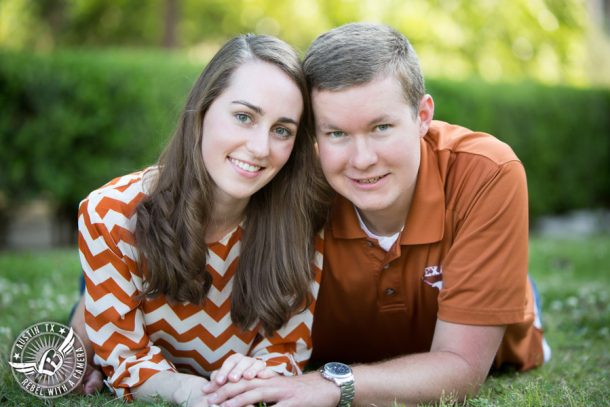 Longhorn engagement session on the UT campus in Austin